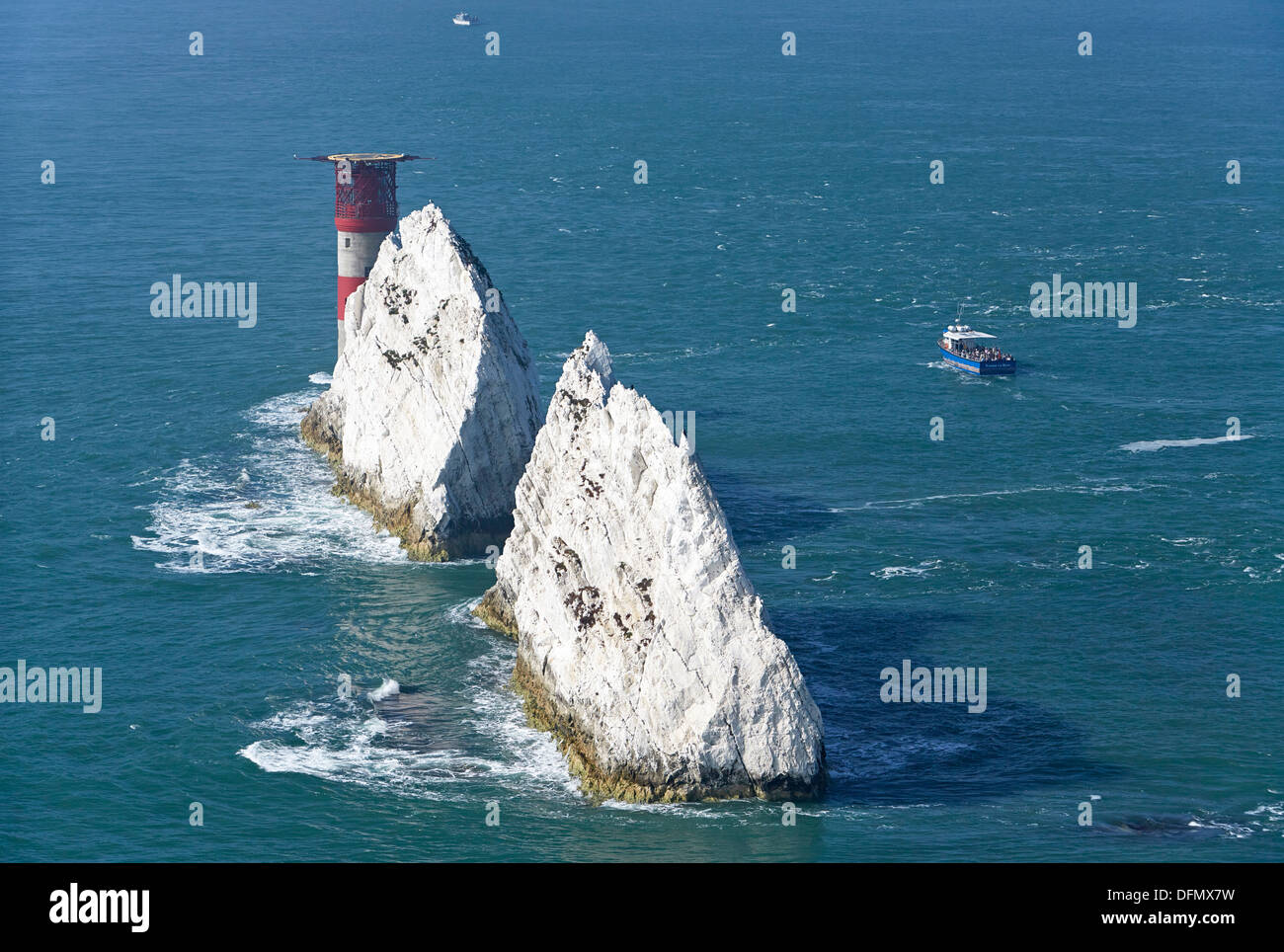 Isle Of Wight die Nadeln Felsen und Leuchtturm Stockfoto