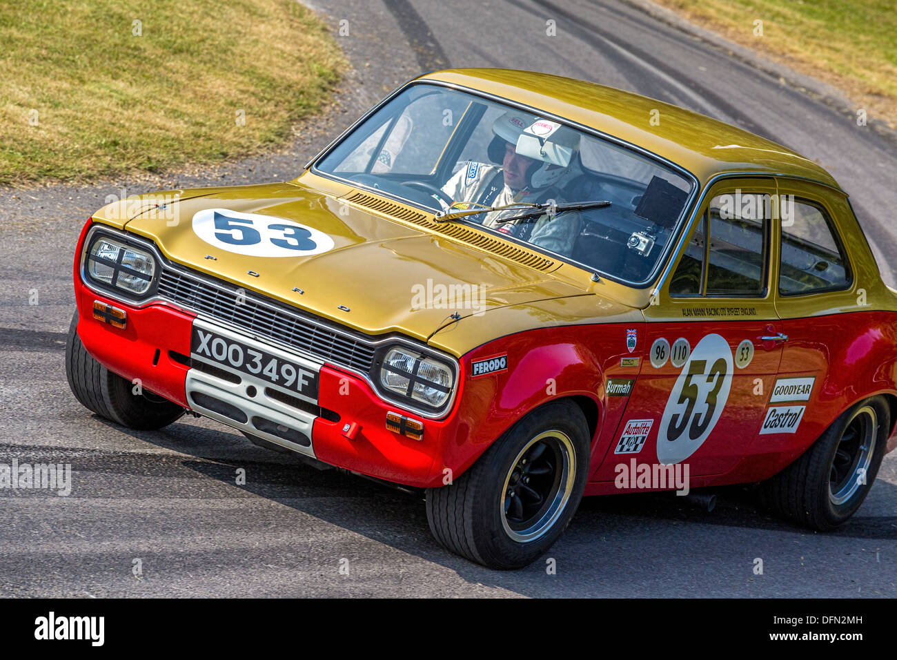 1968 Alan Mann Ford Escort Twin Cam mit Fahrer Henry Mann auf die 2013 Goodwood Festival of Speed, Sussex, UK. Stockfoto