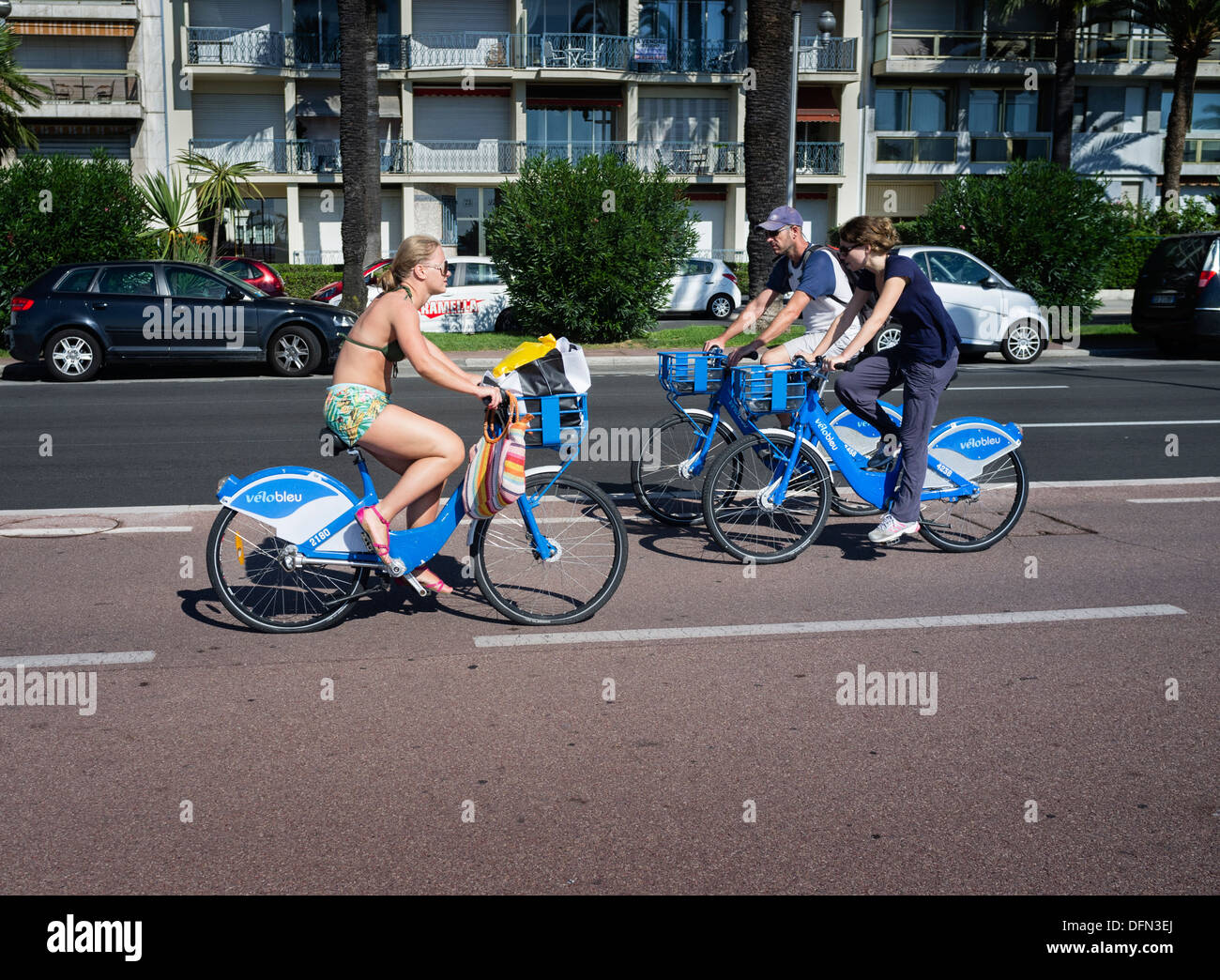 Zyklus-Verleih Möglichkeiten in der Côte d ' Azur gehören das Velo Bleu System, das in der Stadt von Nizza. Stockfoto