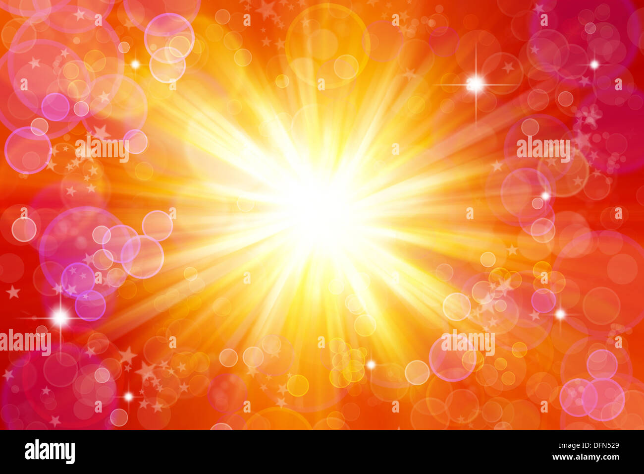 Hellen Explosion von Licht und Sterne Hintergrund Stockfoto