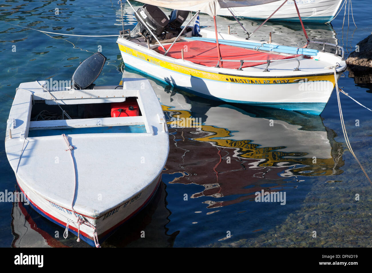 Boote Lindos Rhodos griechische Inseln Griechenland Stockfoto