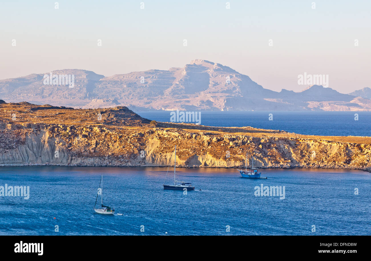 Lindos Bay Rhodos griechische Inseln Griechenland Stockfoto