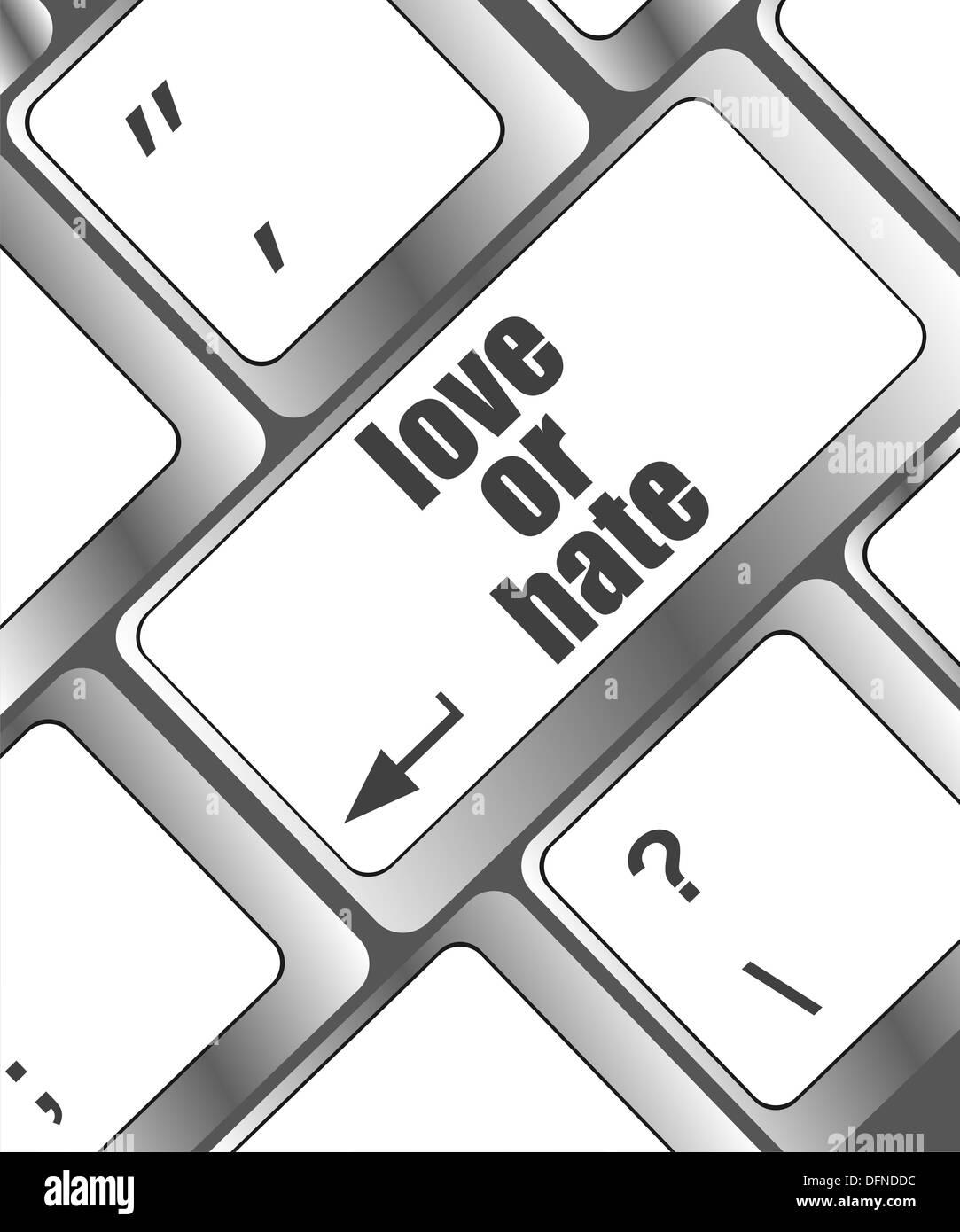 lieben Sie oder hassen Sie Beziehungen Kommunikation Impressionen Bewertungen Bewertungen Computer-Tastatur-Taste Stockfoto