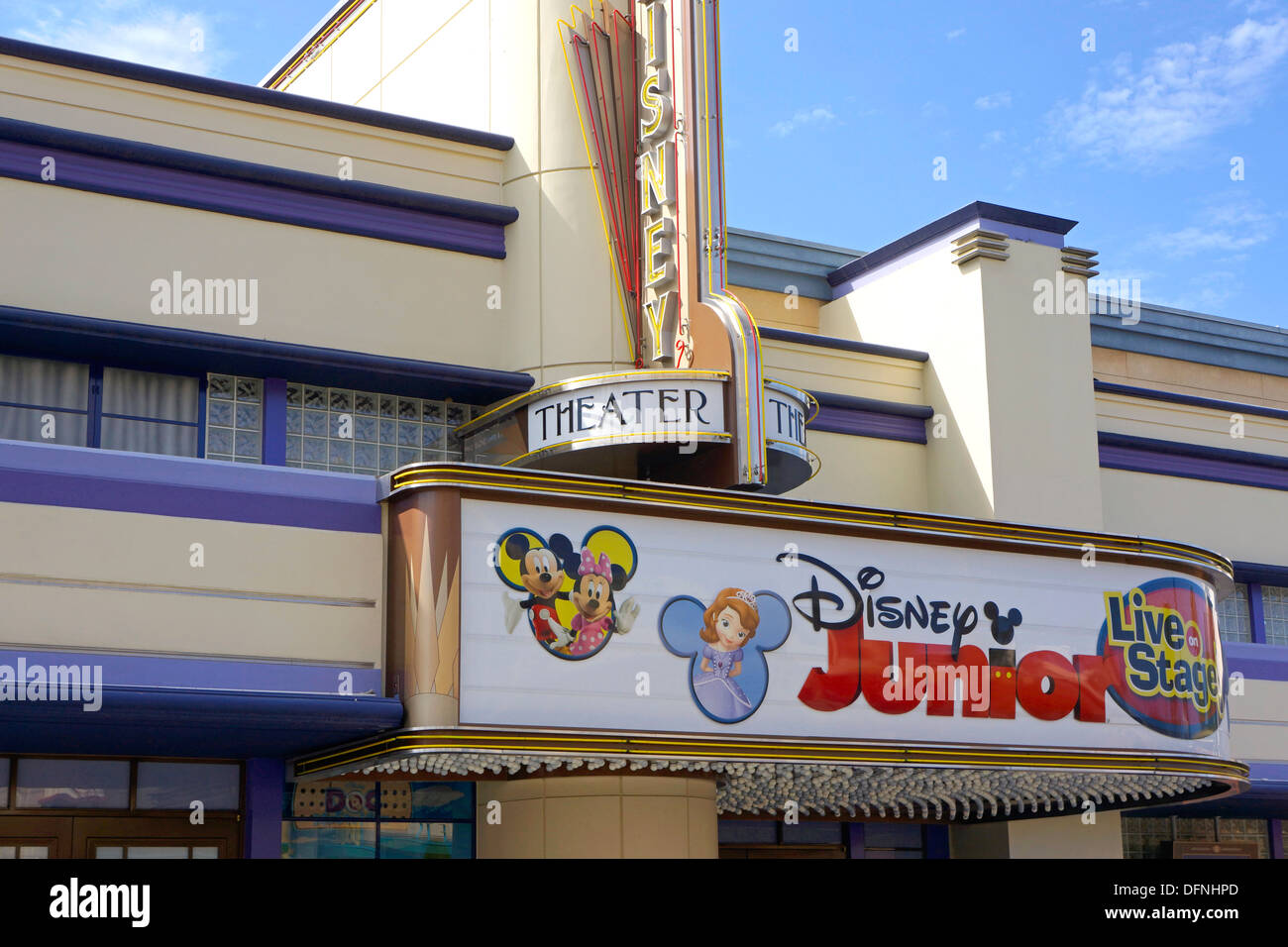 Disney Junior Live on Stage Theater, Zeichen, Disneyland, Anaheim, Kalifornien Stockfoto