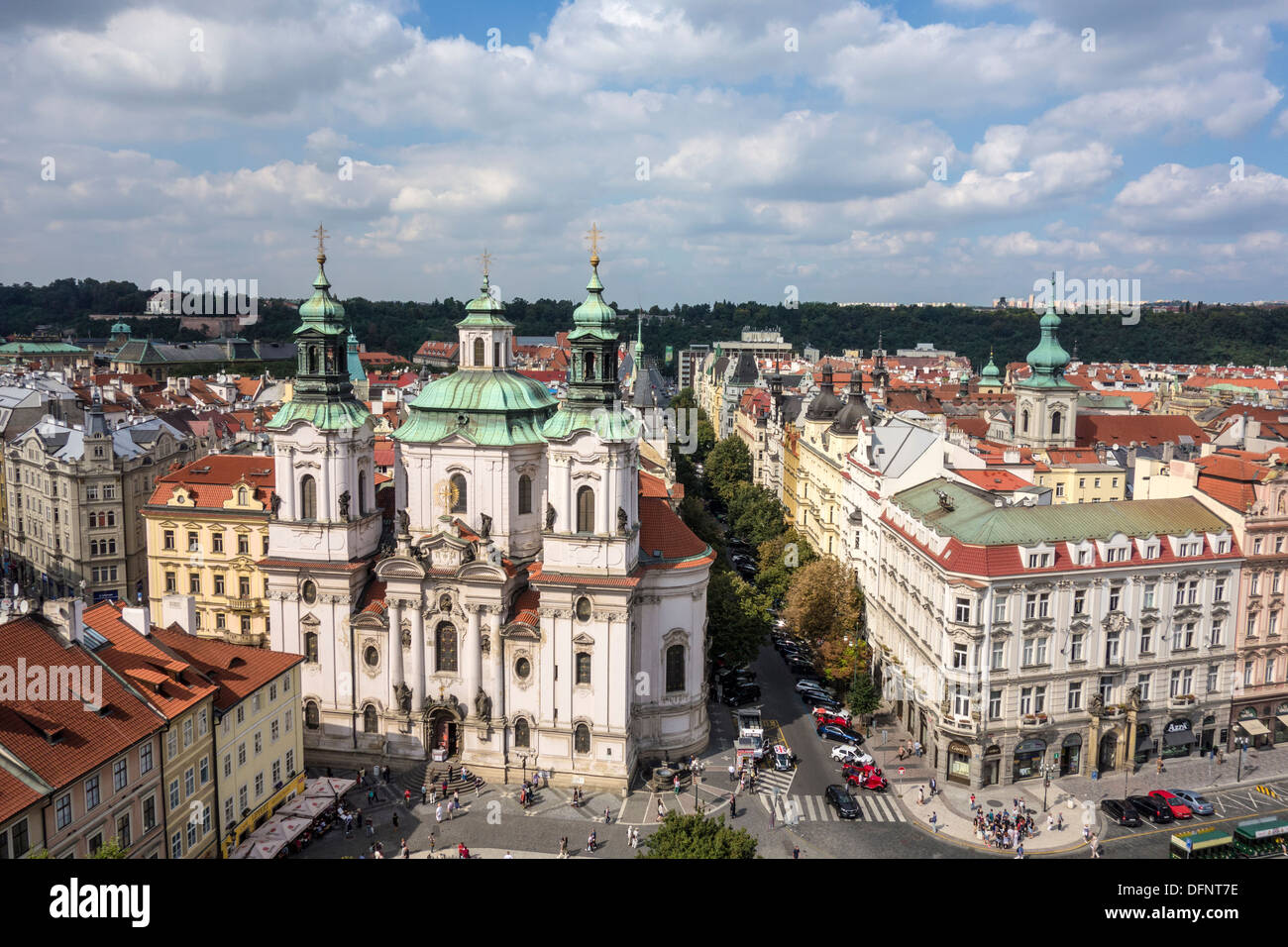 Luftaufnahme von Prag von oben des Rathauses Stockfoto
