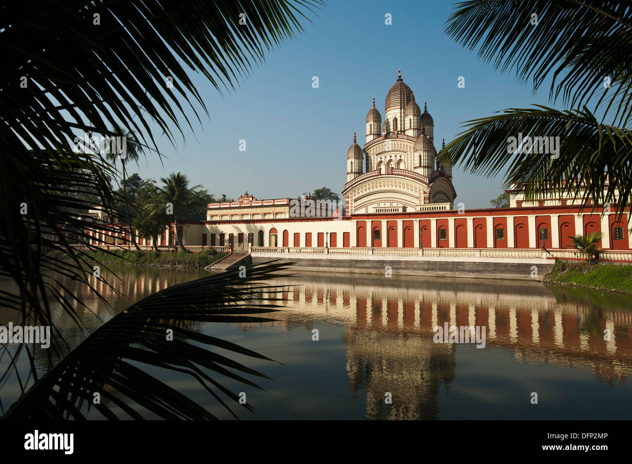 Tempel an der Waterfront, Dakshineswar Kali Tempel, Kolkata, Westbengalen, Indien Stockfoto