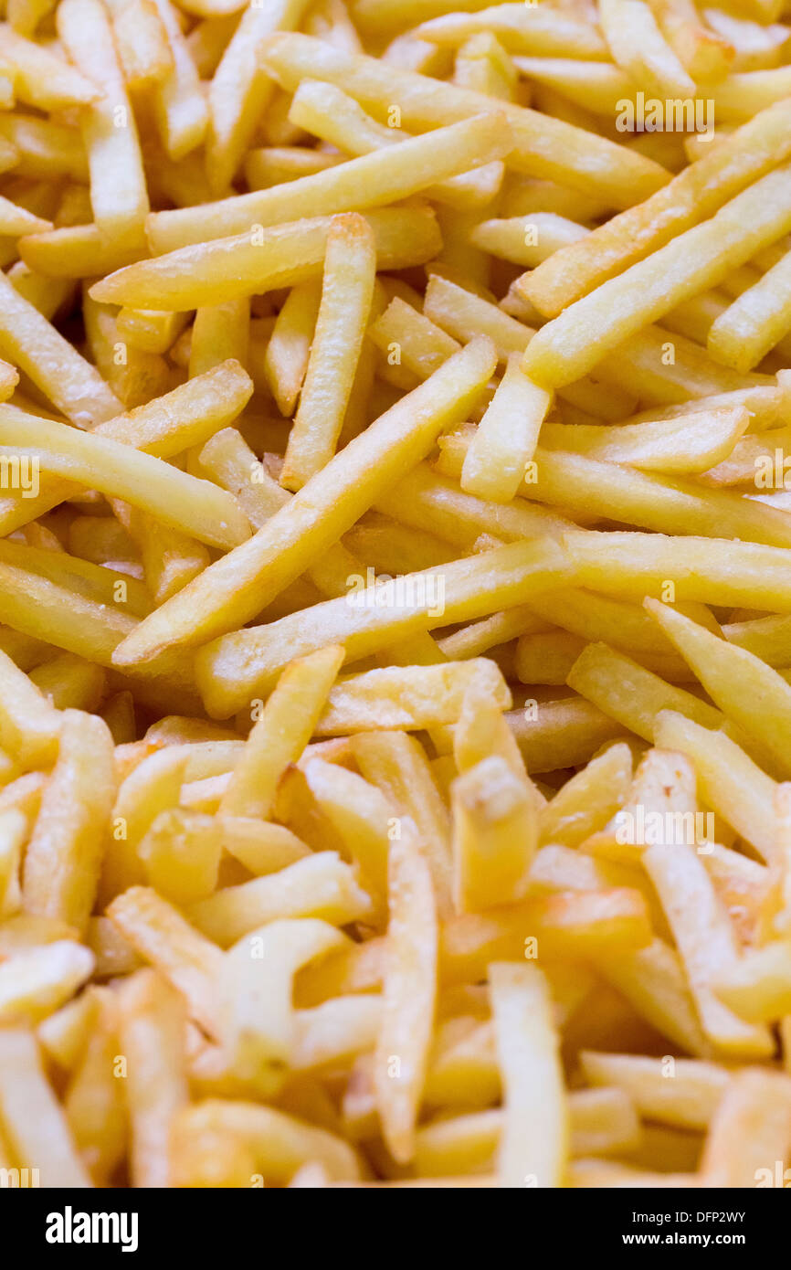 Viele Pommes frites closeup Stockfoto