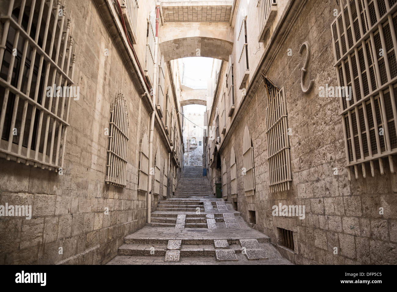 Straße in der Altstadt von Jerusalem in israel Stockfoto