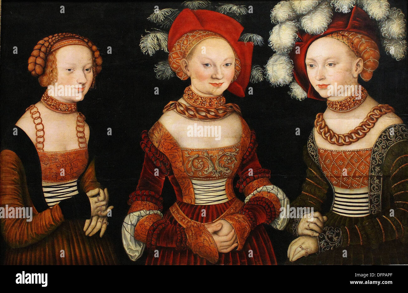 Lucas CRANACH der ältere - die sächsischen Prinzessinnen (Sibyl, Emilia und Sidonia von Sachsen) - 1530 - Kunsthistorisches Museum - Wien Stockfoto