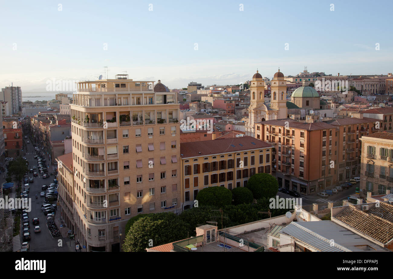 Blick vom Castello über Stampace Viertel in Cagliari - Sardinien Stockfoto