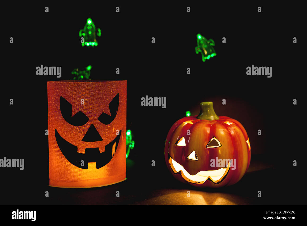 Halloween Kürbis-Leuchten. Stockfoto