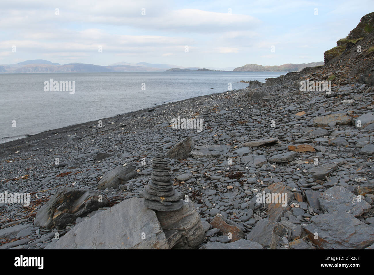 Schiefer gedeckt Strand Insel Luing Schottland september 2013 Stockfoto