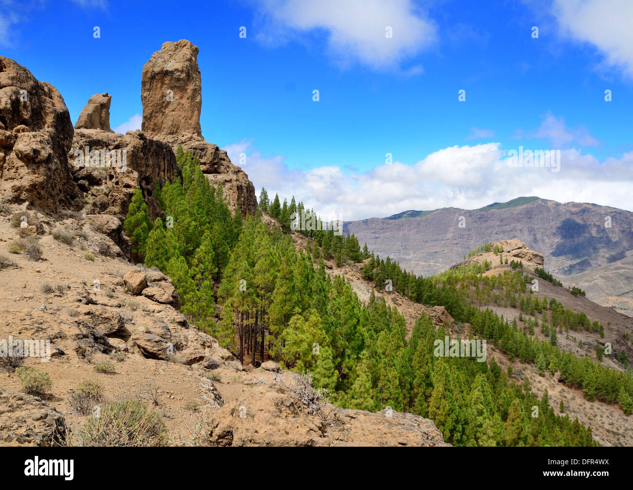 Roque Nublo Peak, Berglandschaft von Gran Canaria. Stockfoto