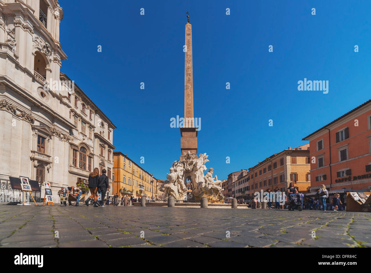 Piazza Navona, Fontana dei Fiumi, Rom, Latium, Italien, Europa Stockfoto