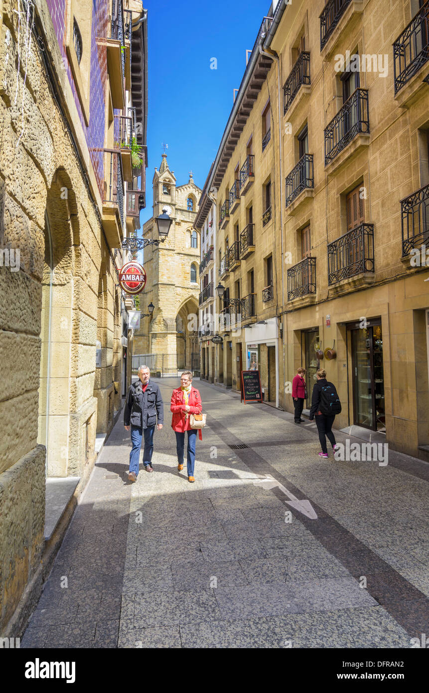 Die einladenden Straßen von Parte Vieja in San Sebastian, Spanien Stockfoto