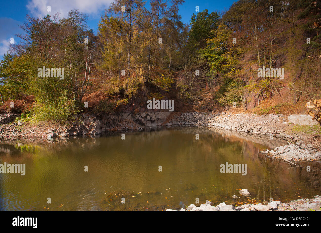 Herbstliche Ansicht der Blackbrook-Stausee in der Nähe von Shepshed Leicestershire Stockfoto