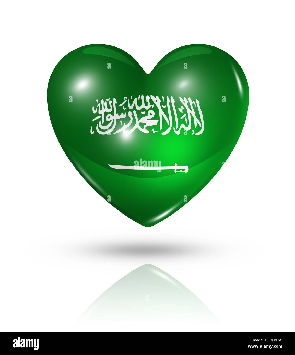 LiebeSaudi ArabienSymbol. 3D Herz Flaggensymbol isoliert auf weiss