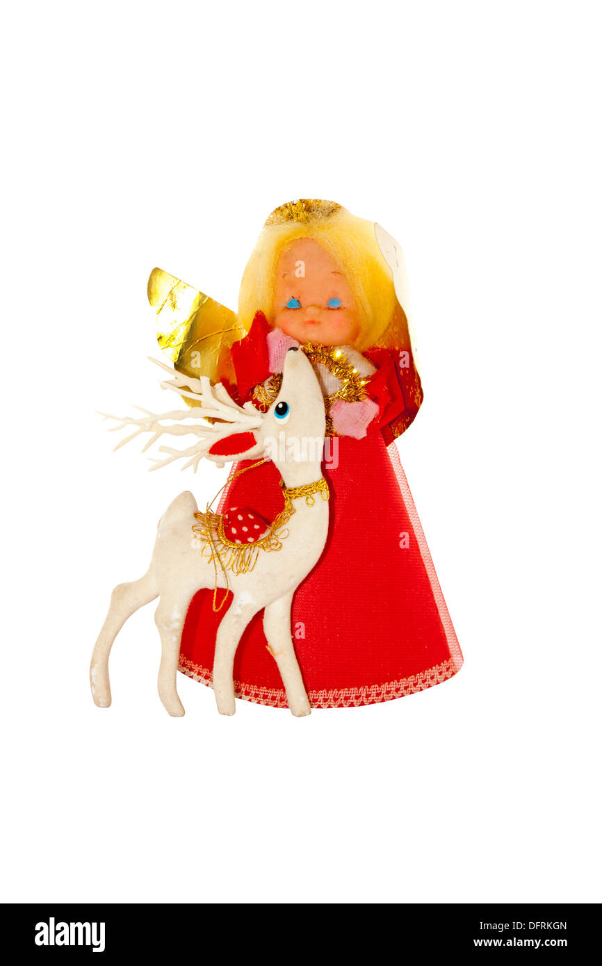 Isolierte Zierpflanze carol Sänger neben Rentier Stockfoto