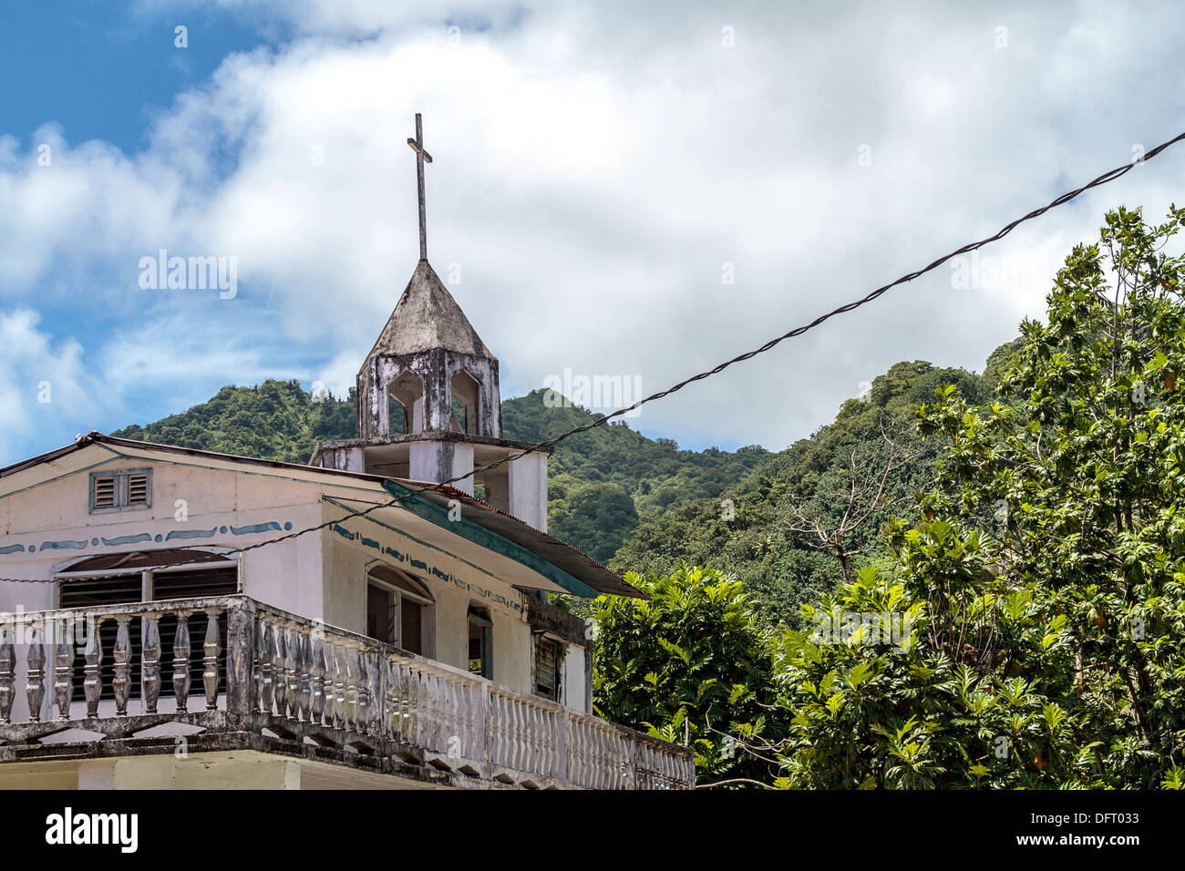 Christliche Gemeindekirche in Tafunsak, Kosrae, Mikronesien. Stockfoto