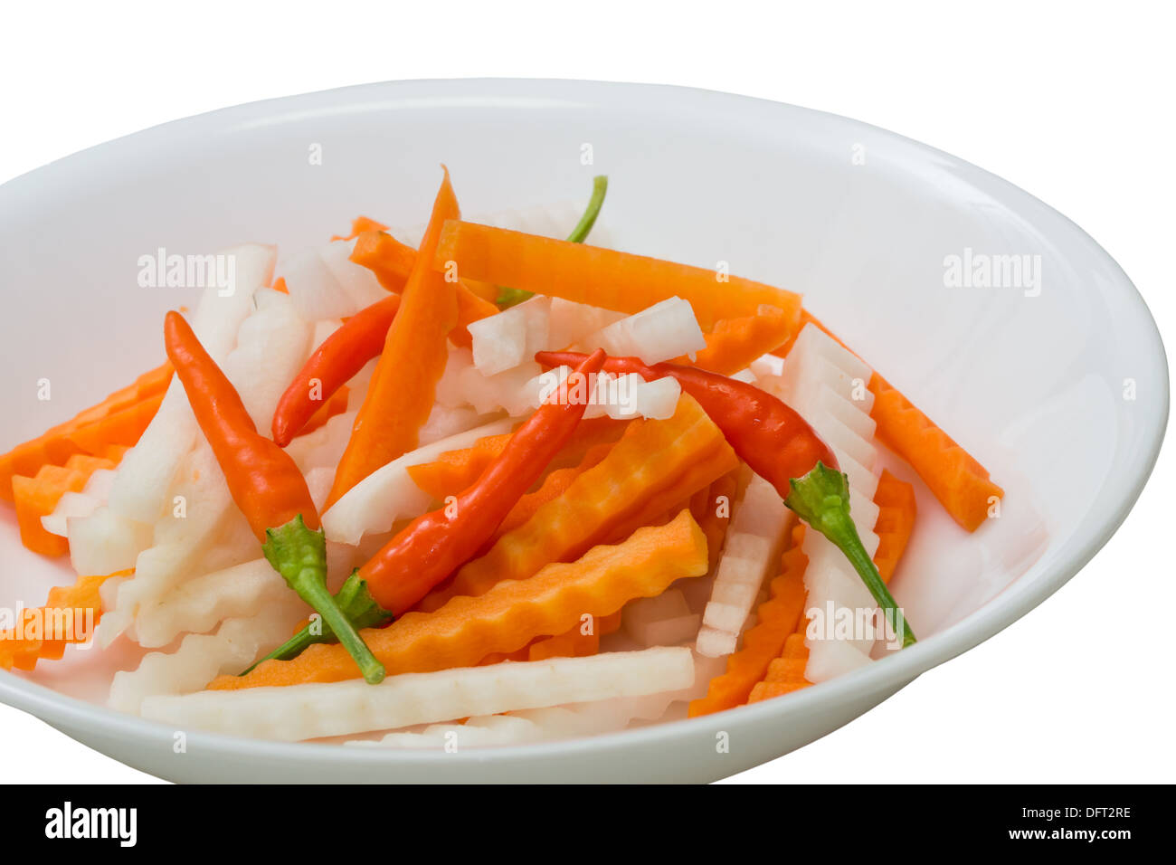 Leckeren eingelegten Daikon, Möhren gemischt mit Chili-Paprika Stockfoto