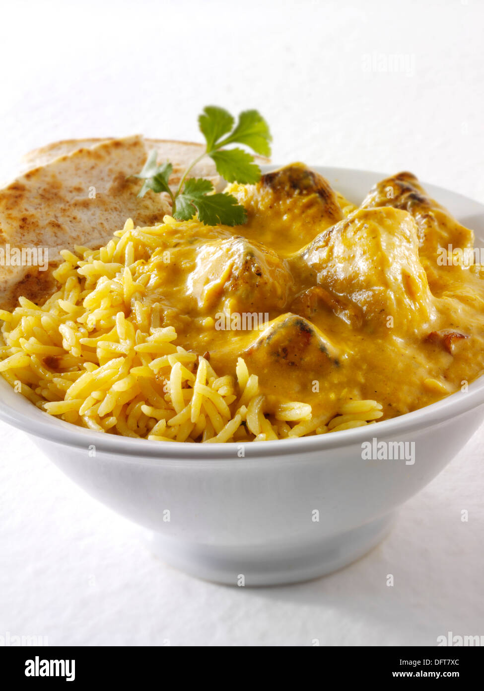 Passanda Curry und Reis-Huhn mit Reis Stockfoto