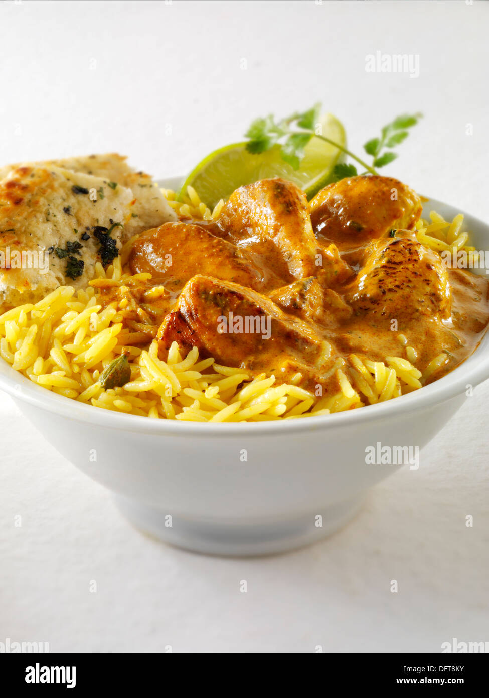 Chicken Masala Indian Curry und Pilau Reis Stockfoto