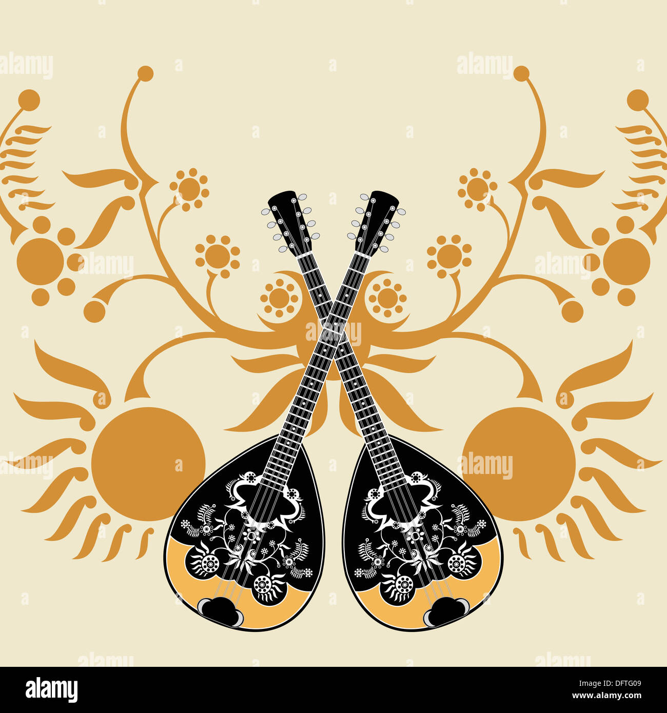 Griechische Folklore Musikinstrument Komposition mit dekorativen Hintergrund Stockfoto