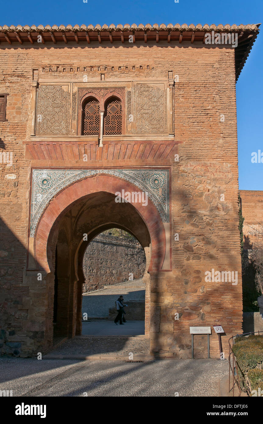 Wein-Tür, Alhambra, Granada, Region von Andalusien, Spanien, Europa Stockfoto