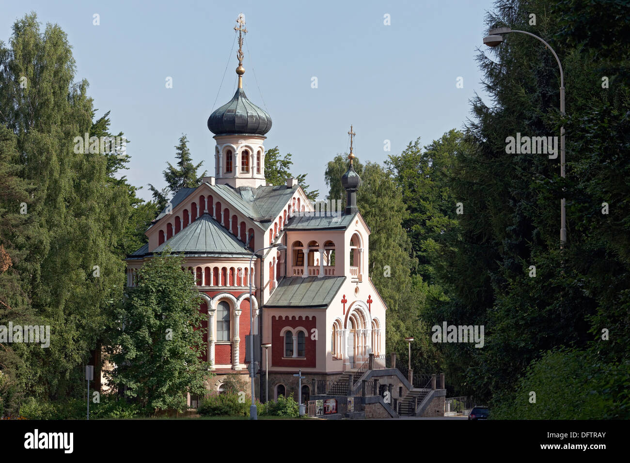 Russische orthodoxe Kirche, Mariánské Lázně, Karlovy Vary Region, Böhmen, Tschechische Republik Stockfoto