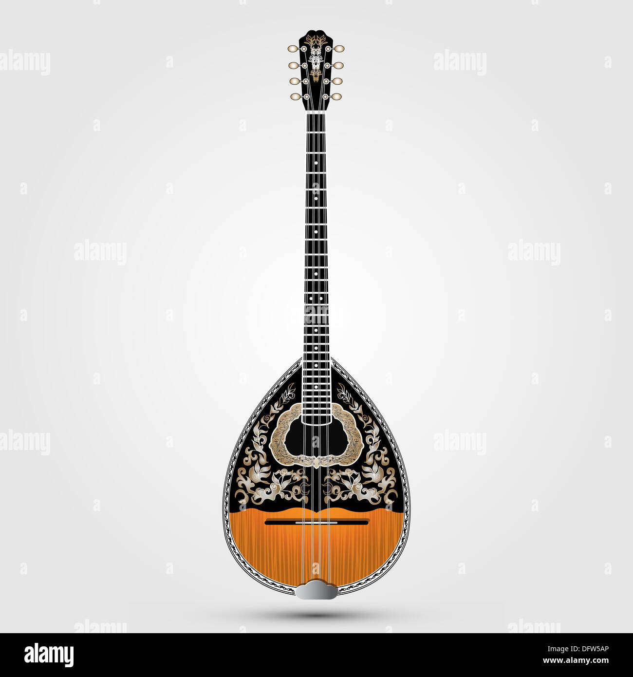 Griechische Folklore Musikinstrument auf grauem Hintergrund Stockfoto