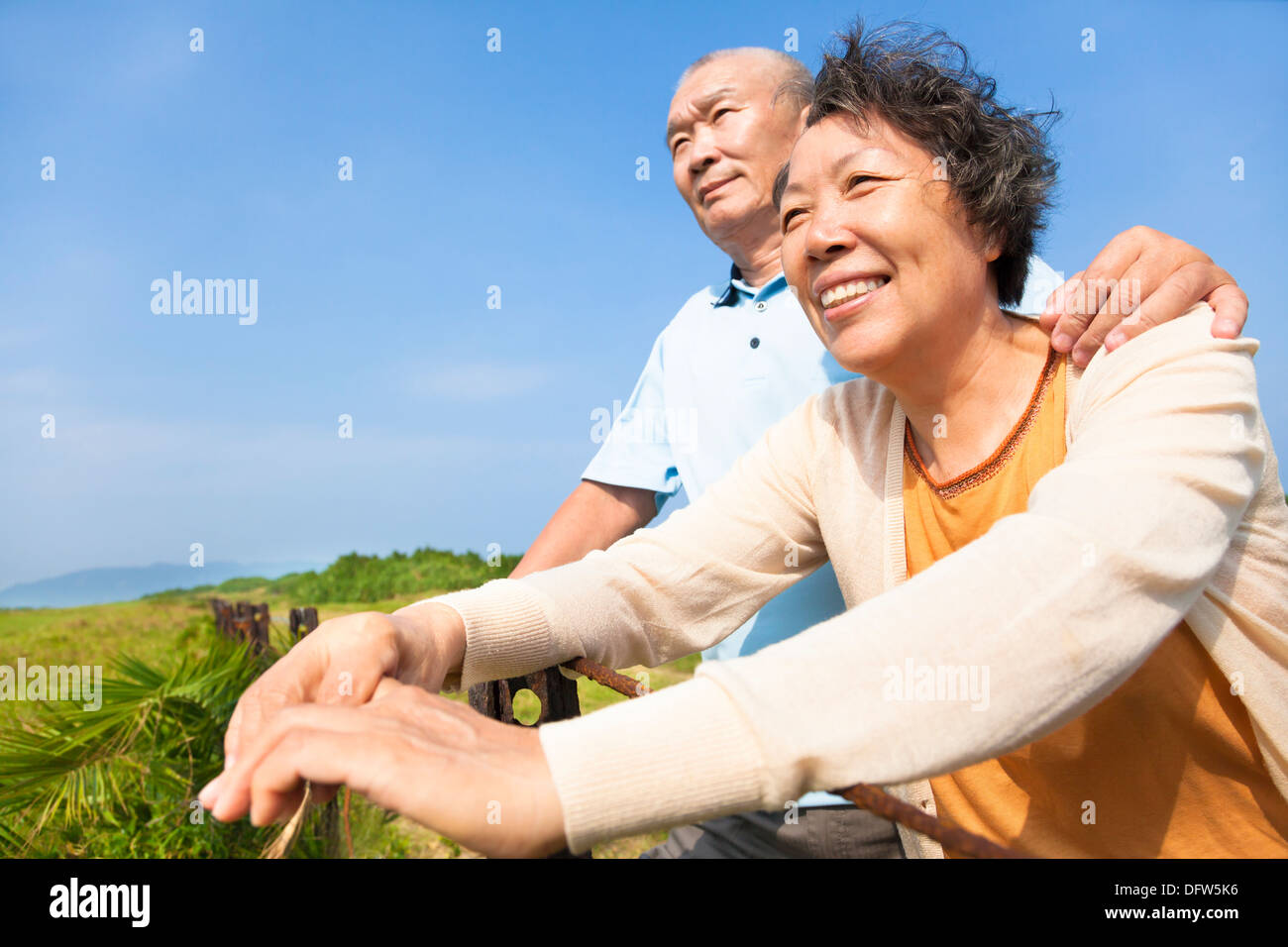 Glückliche ältere Senioren Paar im park Stockfoto