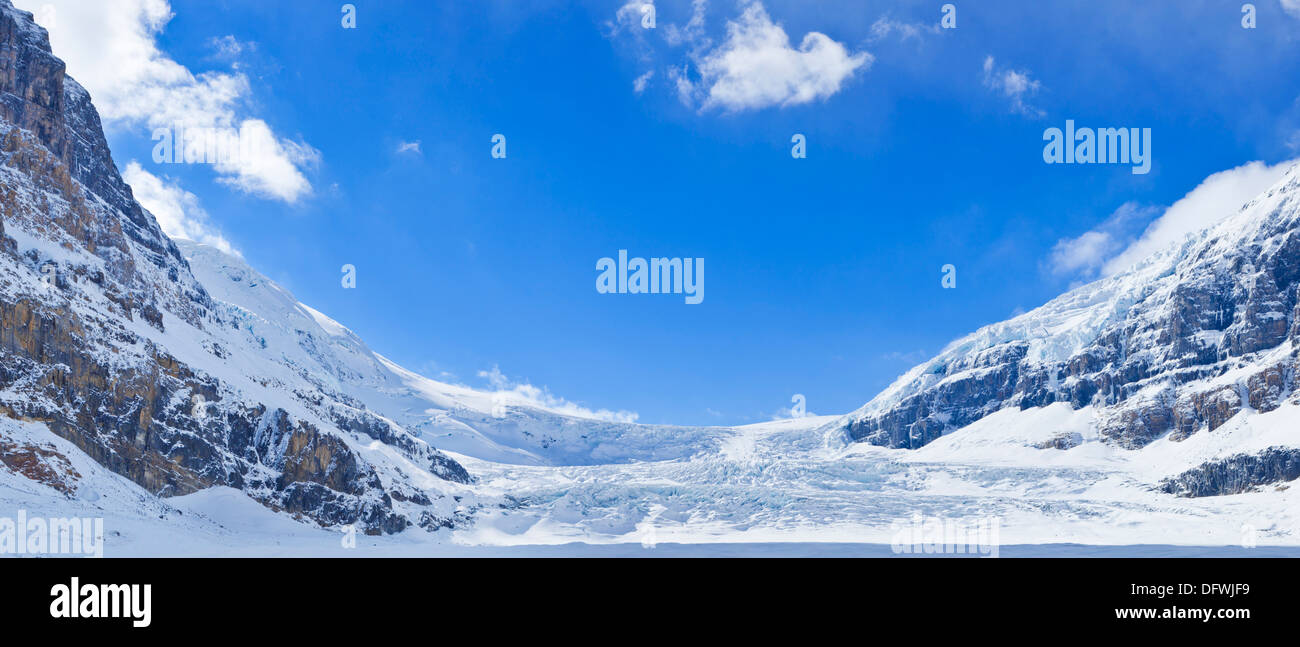Panorama des Columbia Icefield Athabasca Gletschers im Jasper Nationalpark Alberta Kanada Nordamerika Stockfoto