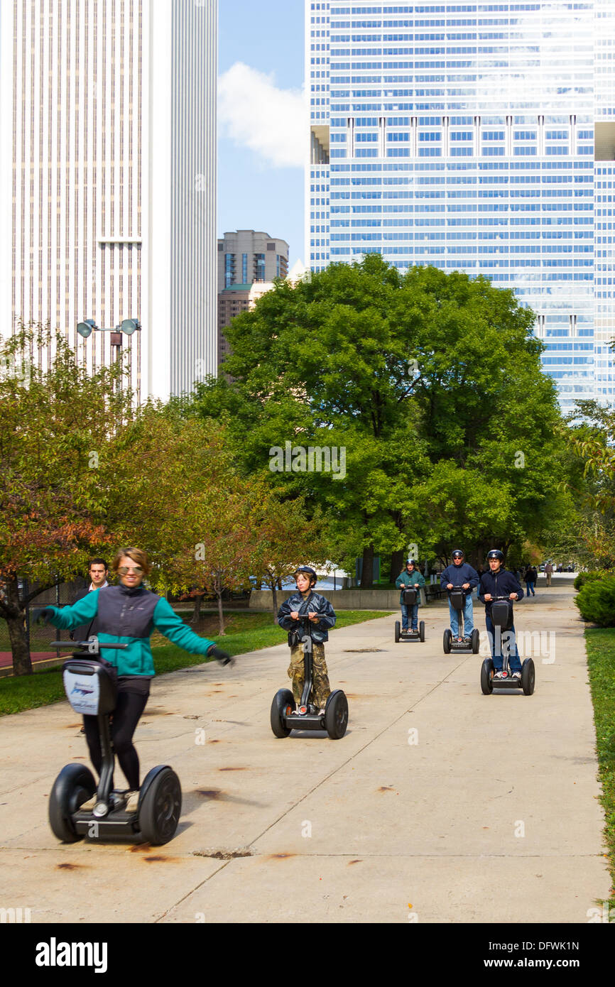 Chicago-Segway-Tour in Maggie Daley Park Stockfoto