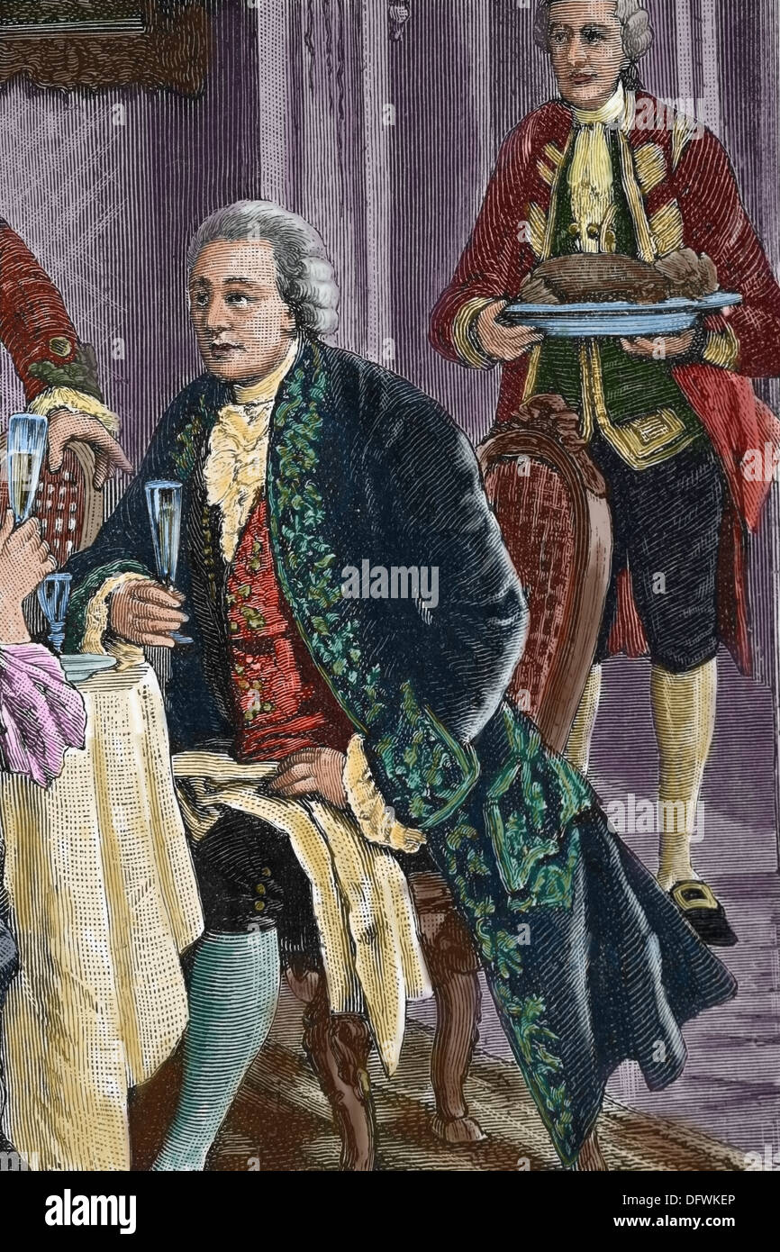 Christoph Willibald Ritter von Gluck (1714-1787). Opernkomponisten. Gravur. Farbe. Stockfoto