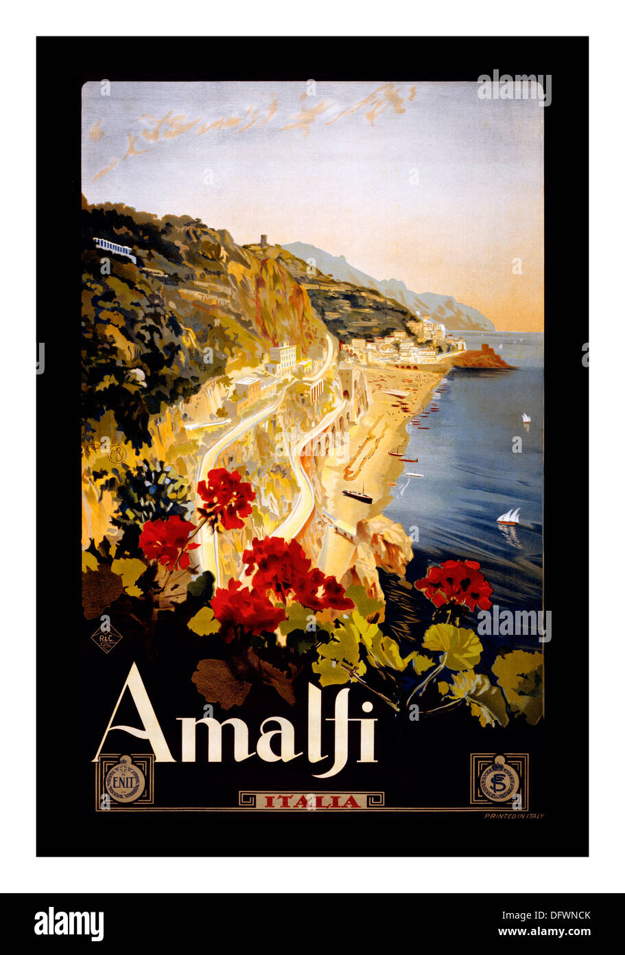 VINTAGE Amalfi reisen Poster 1920 Italien Stockfoto