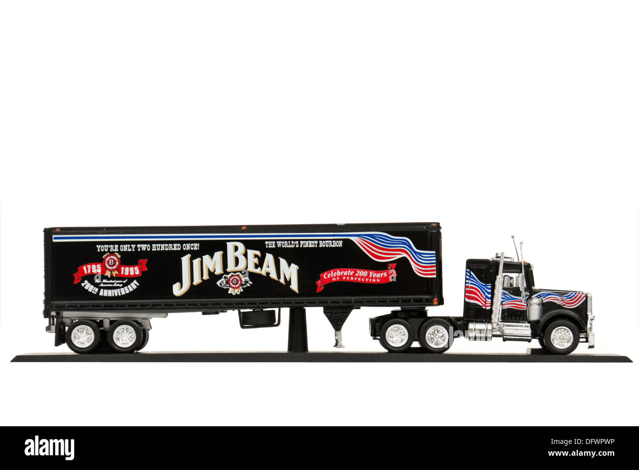 "Jim Beam" Matchbox Limited Edition Modell Peterbilt Sattelzug, ausgestellt im Jahr 1995 zum Gedenken an den 200. Jahrestag Stockfoto