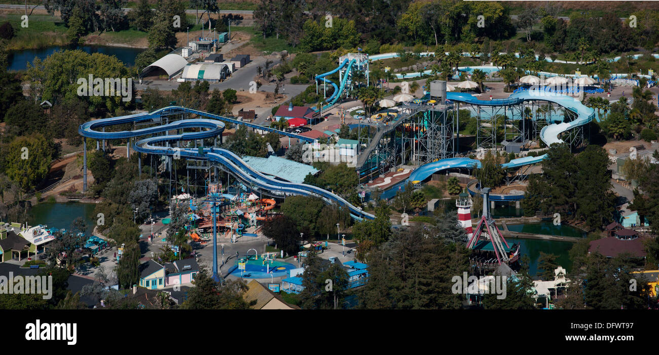 Luftaufnahme Kaliforniens Great America Vergnügungspark, Santa Clara, Kalifornien, USA Stockfoto