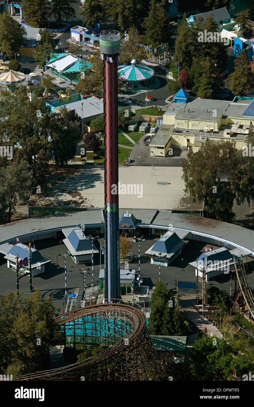 Luftaufnahme Kaliforniens Great America Vergnügungspark, Santa Clara, Kalifornien, USA Stockfoto