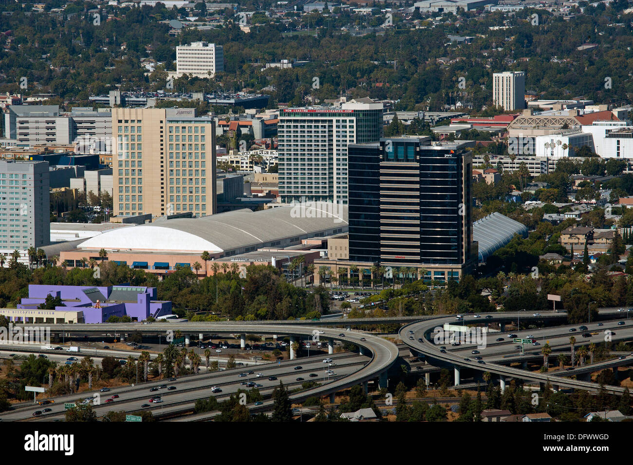 Luftaufnahme Dowtown San Jose, Santa Clara, Kalifornien, USA Stockfoto
