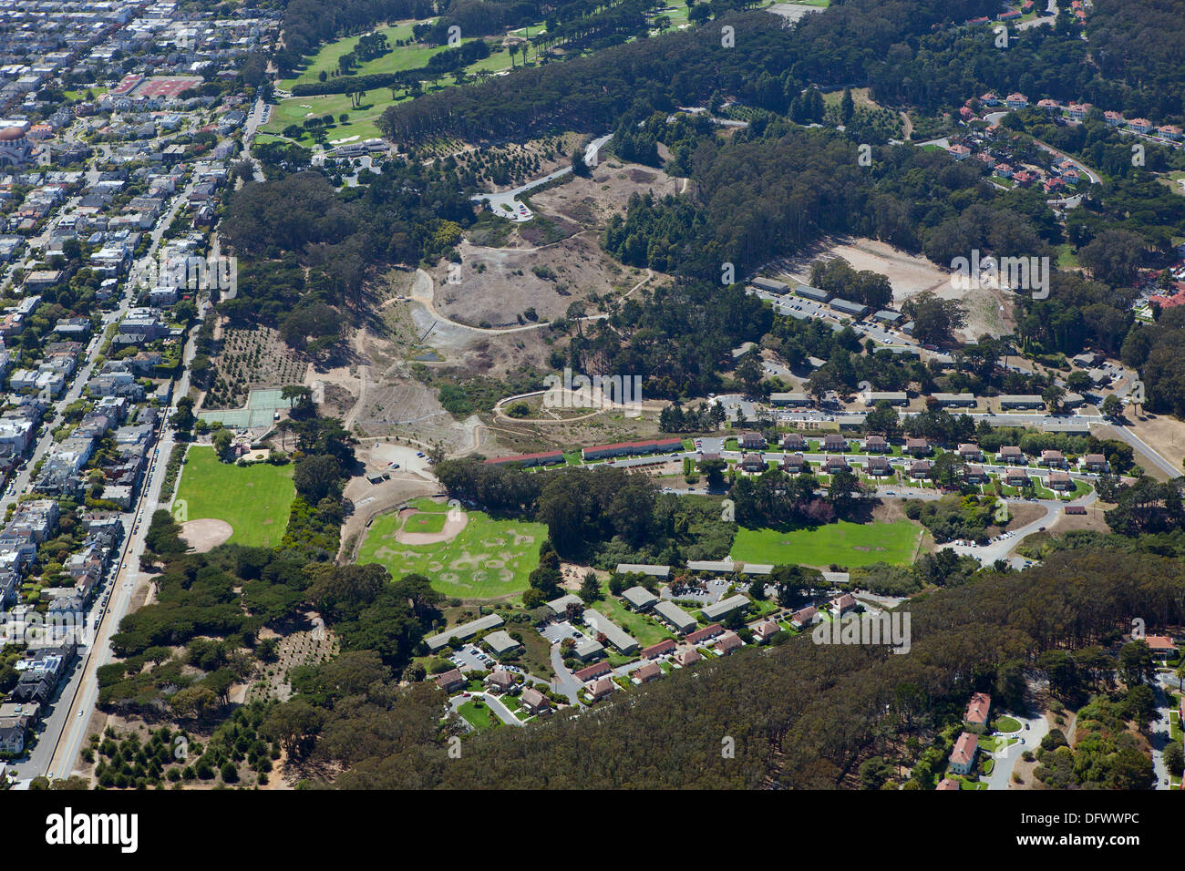 Luftaufnahme Presidio von San Francisco Stockfoto