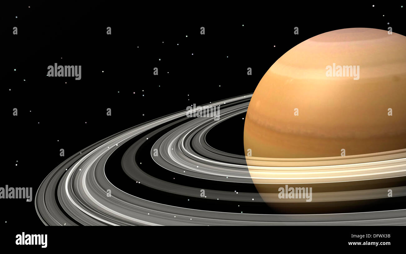 Nahaufnahme von Saturn und seine planetarische Ringe. Stockfoto