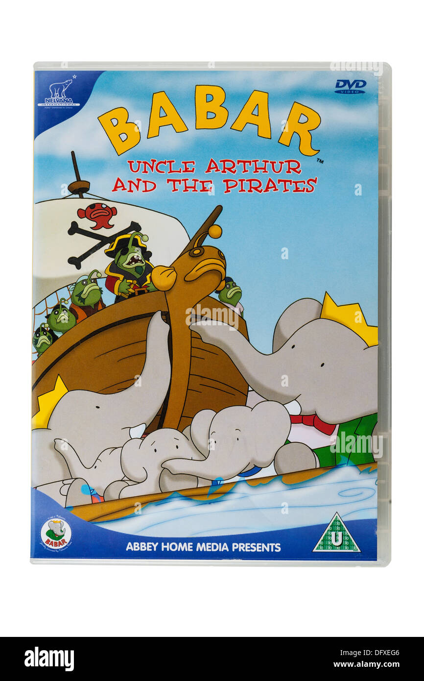 Ein film dvd über Babar der Elefant auf weißem Hintergrund Stockfoto