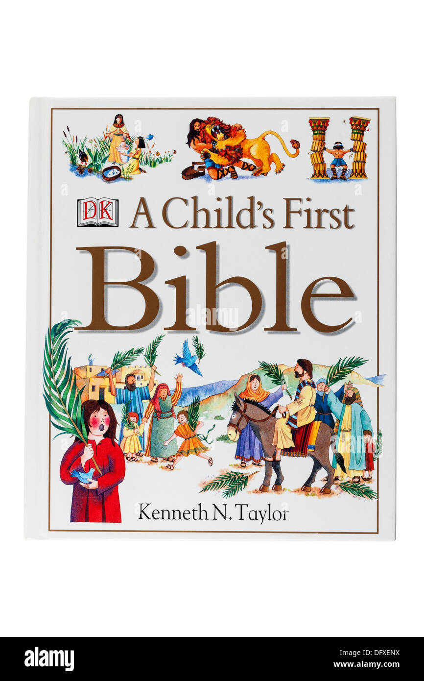 Ein Kinderbuch DK Bibel auf weißem Hintergrund Stockfoto