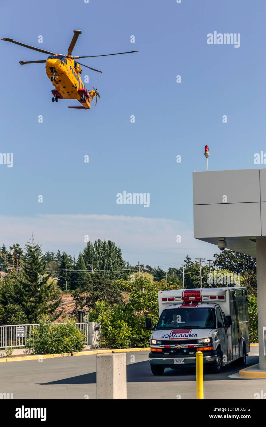 Kanadische Kräfte AgustaWestland Cormorant Helikopter Ansätze Victoria General Hospital - keine Verkäufe auf Alamy oder sonstwo Stockfoto