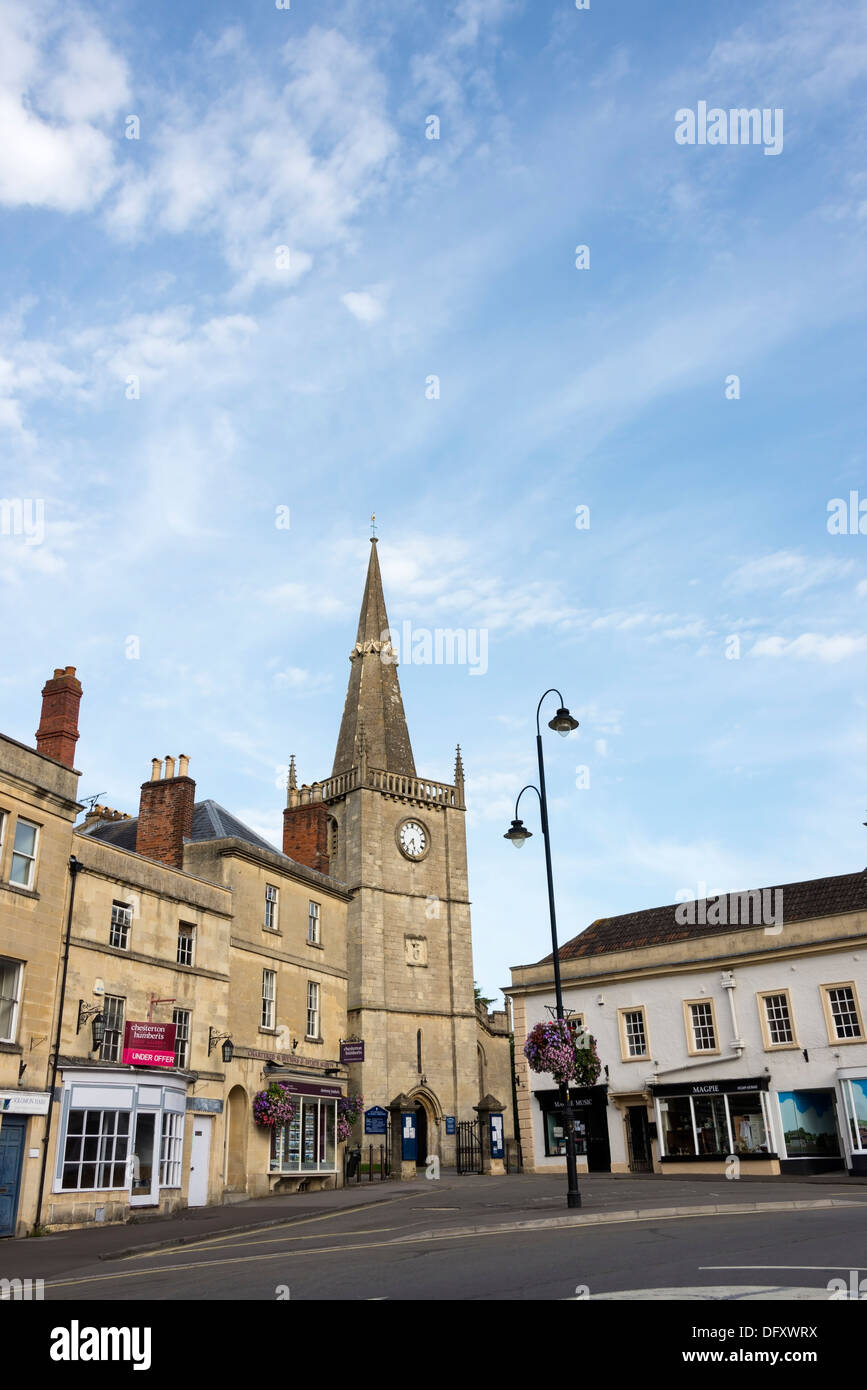 Chippenham und die Pfarrkirche St. Andreas, Wiltshire, England, Vereinigtes Königreich. Stockfoto