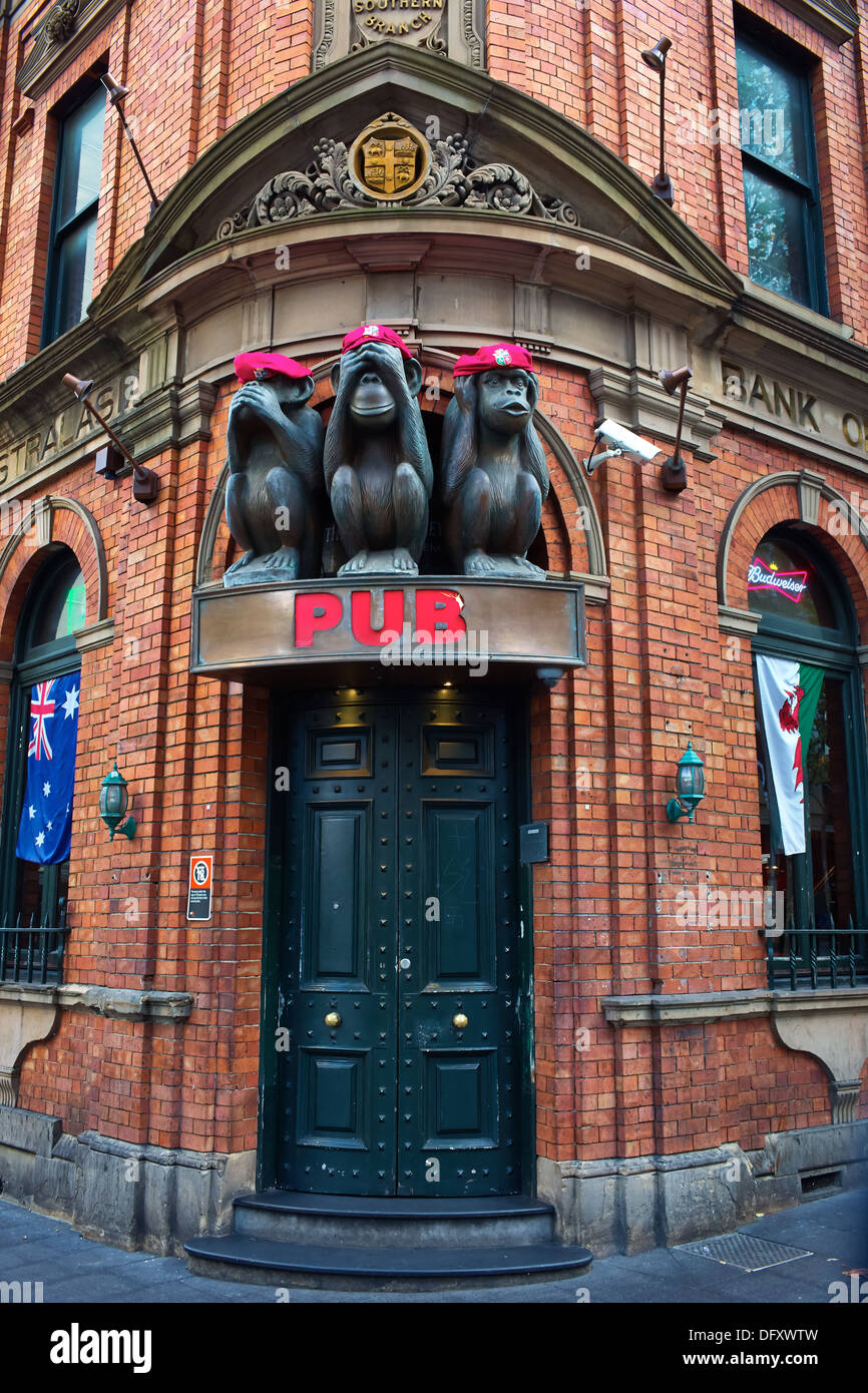 Nun weiß Sydney Pub und Veranstaltungsort, drei weisen Affen. Stockfoto