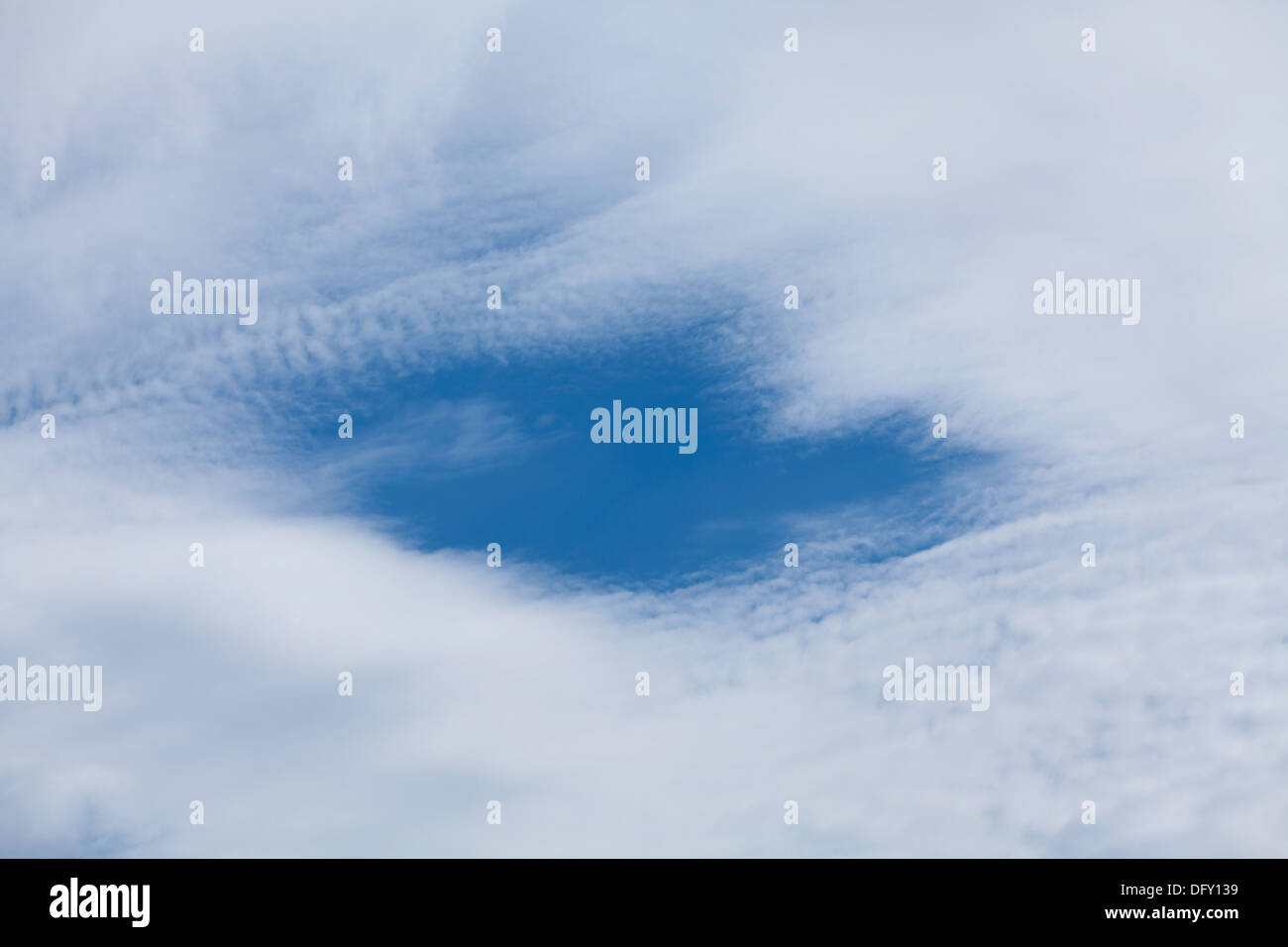 Wolken Loch Himmel Closeup Konzept Stockfoto