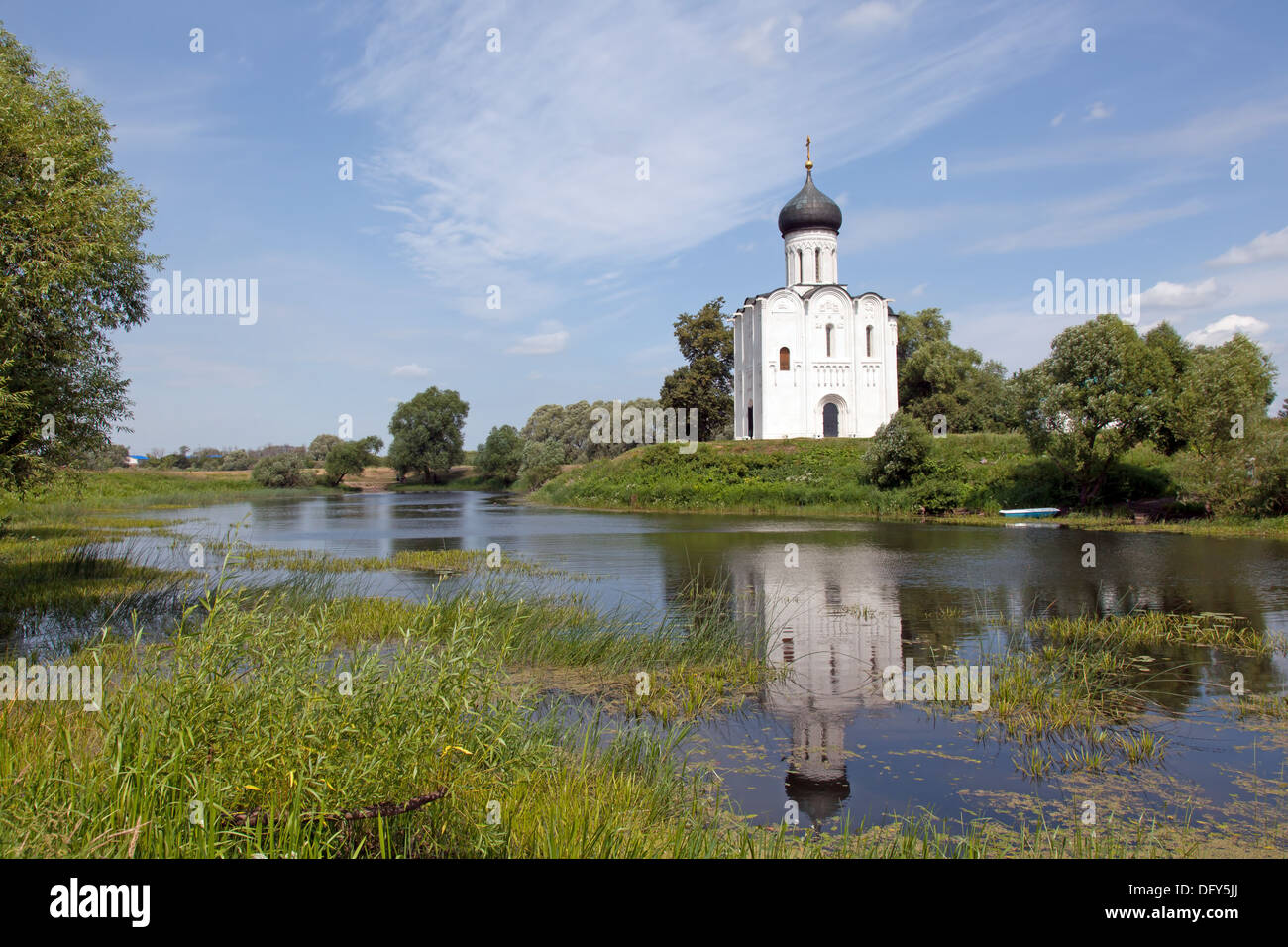 Goldenen Ring von Russland. Kirche der Fürbitte auf Nerl River Stockfoto
