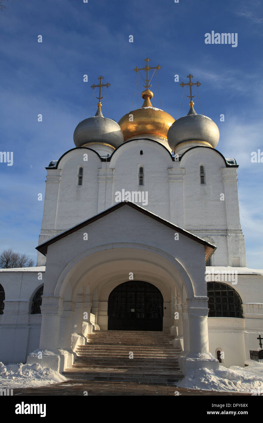 Russland. Moskau. Das berühmte Novodevichiy-Kloster im winter Stockfoto