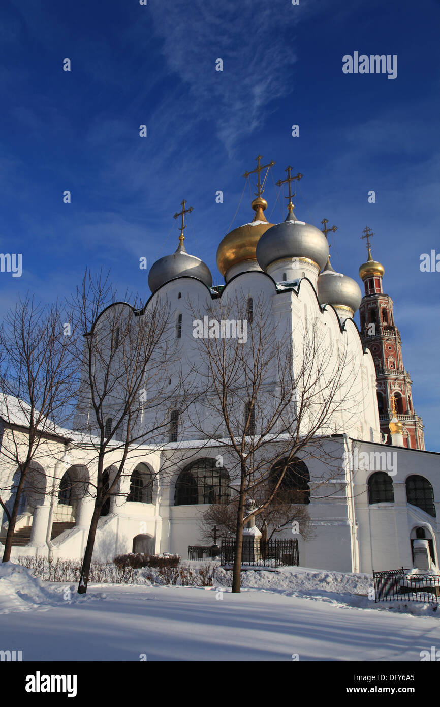 Russland. Moskau. Das berühmte Novodevichiy-Kloster im winter Stockfoto
